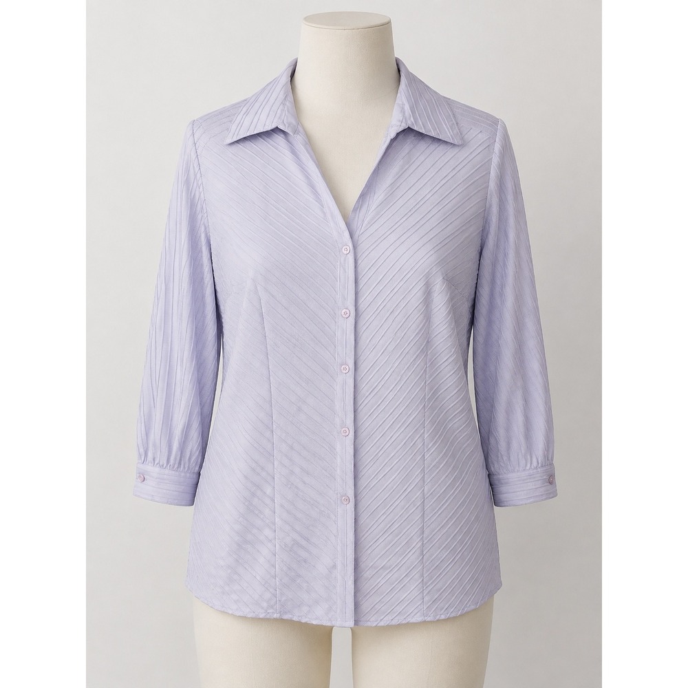 Studio 1940 Lavender Purple Textured Pleated Button Down Blouse Size 14/16